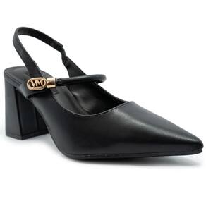 Scarpin Via Marte Salto Bloco Detalhe Feminino - Preto