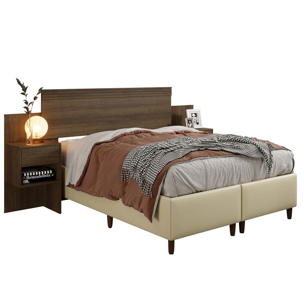 Cabeceira Extensiva Para Box Manchester 140-160 cm Com 2 Mesas De Cabeceira - Benetil