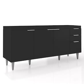 Balcão Para Pia 180cm Sem Tampo Pérola Z34 Preto            - Mpozenato