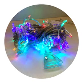 100 Lampadas De Led Em Cordão Extensivel 10 Metros Fio Crystal Branco Quente Cores:Colorido