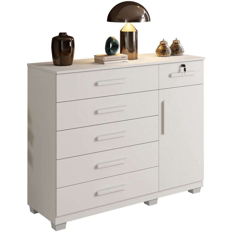 Cômoda Milano 6 Gavetas 1 Porta  1 Prateleira Com Sapateira - Benetil