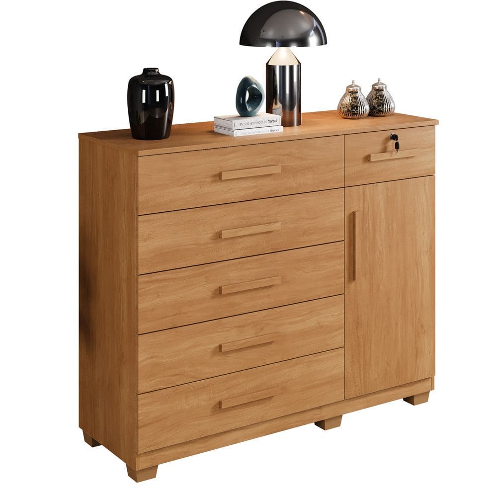 Cômoda Milano 6 Gavetas 1 Porta 1 Prateleira Com Sapateira - Benetil