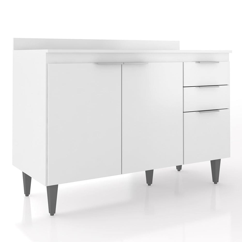 Balcão de Cozinha Com Tampo 120cm Pérola Branco Z34 - Mpozenato