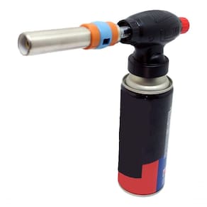 Kit Refil Gás De 400ml E Isqueiro Maçarico Preto Culinário