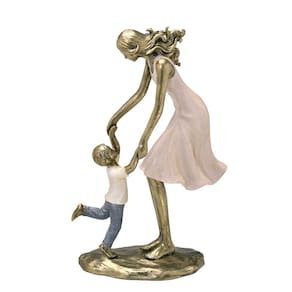 Escultura Decoração Mâe Filho Mulher Menino Casa Mesa Luxo