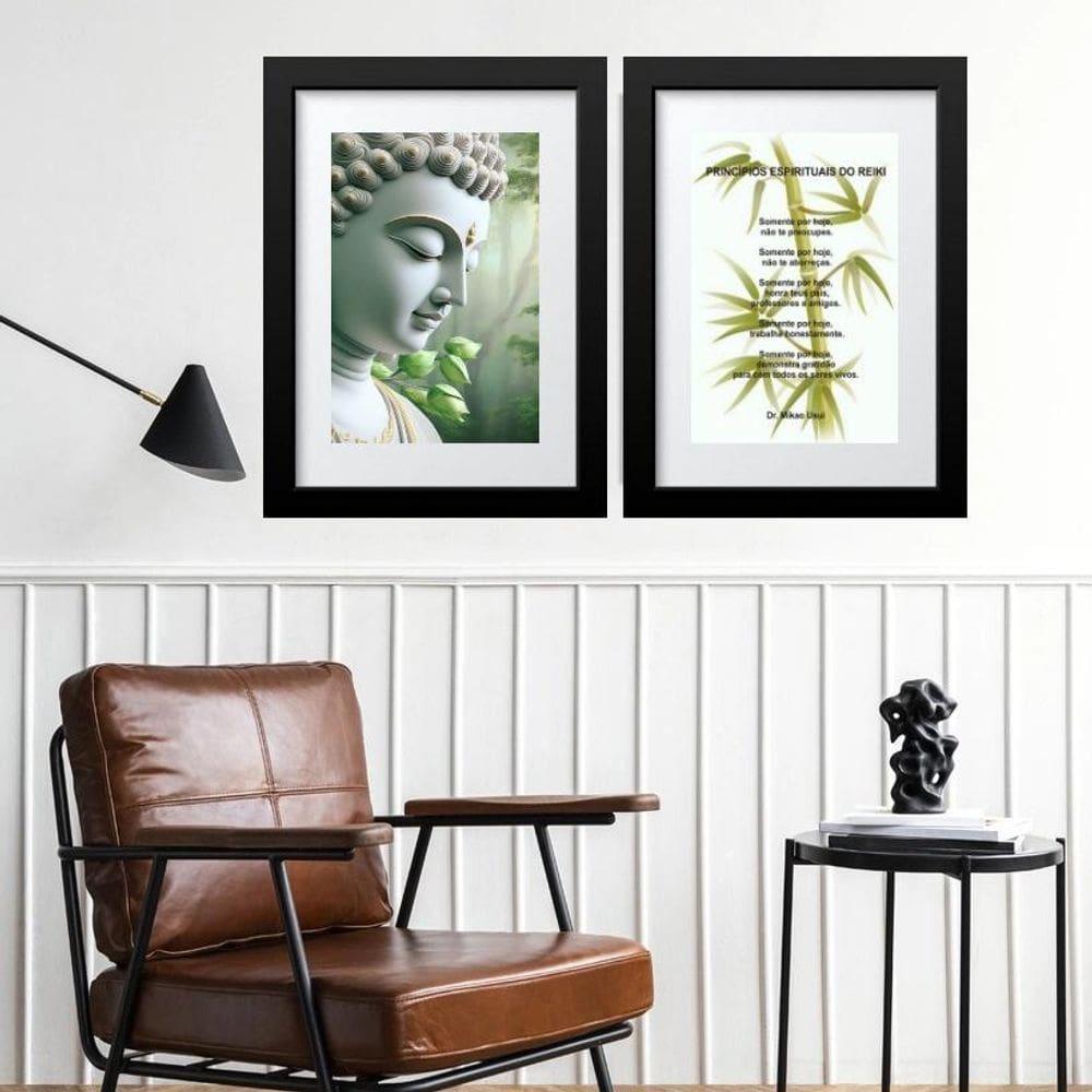 Kit 2 Quadros Princípios Do Reiki - 60X48Cm