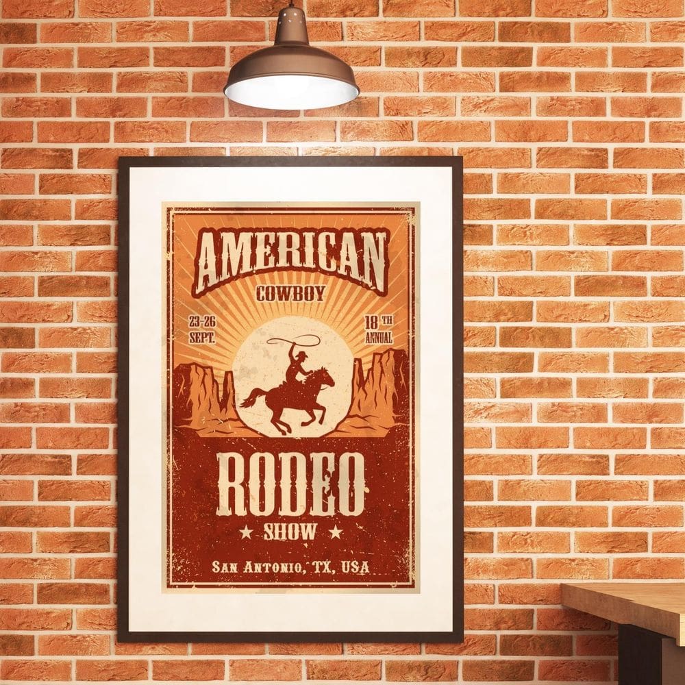 Quadro Poster Cowboy Rodeio - 60X48Cm