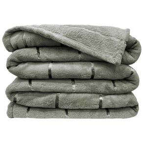 Cobertor Casa Scarpa Veneza Queen Manta Ultrasoft Premium Listrada Extra Macia - Verde Alecrim