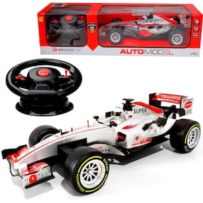 Brinquedo Carro F1 Controle Remoto Som E Luz Mclaren Ferrari Branco