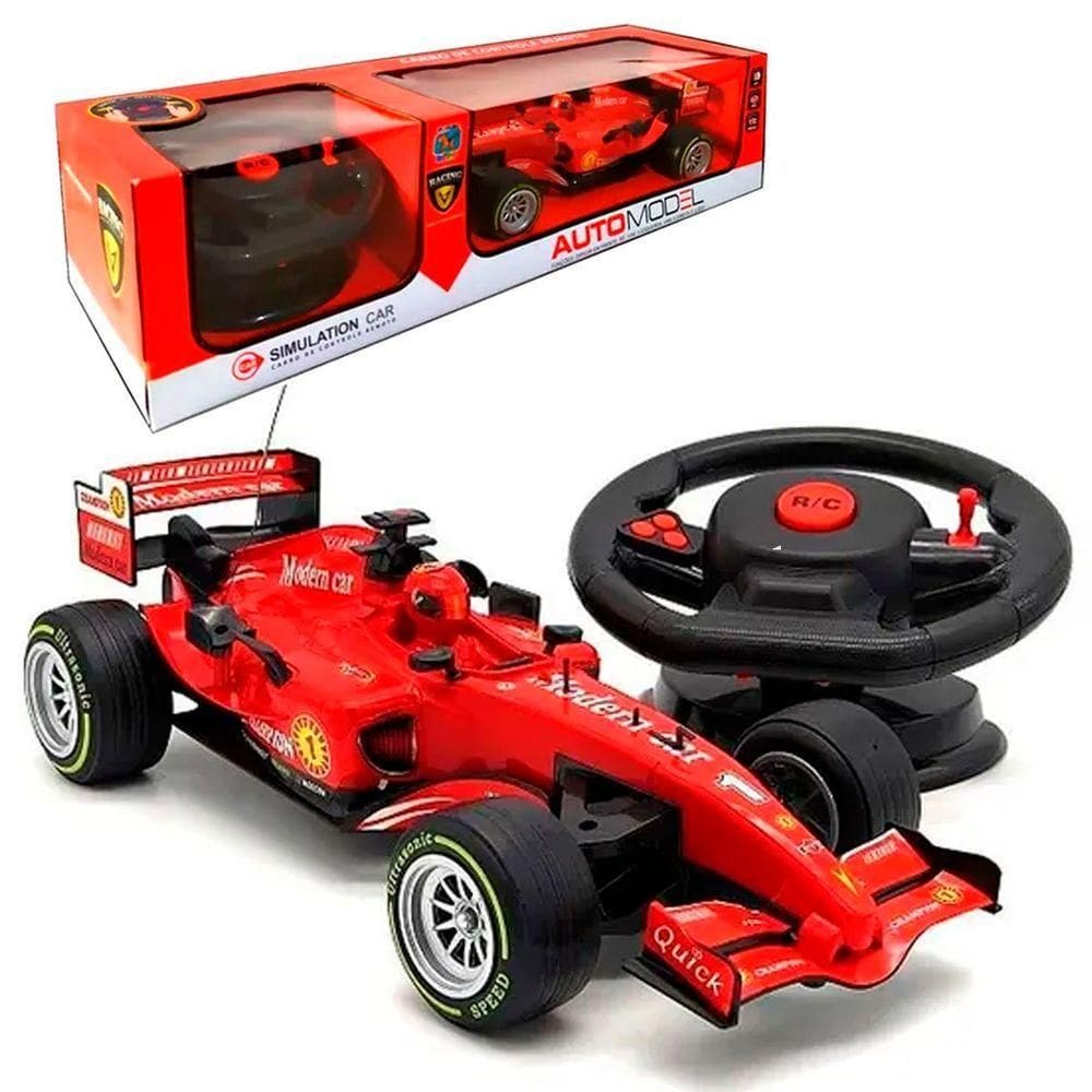 Brinquedo Carro F1 Controle Remoto Som E Luz Mclaren Ferrari Vermelho