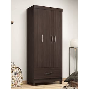 Guarda Roupa Prince 75cm 3 Portas 1 Gaveta - Café Touch Demóbile