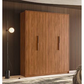 Guarda Roupa Attore 4 Portas 190m com Cabideiro - Nogueira Touch Demóbile