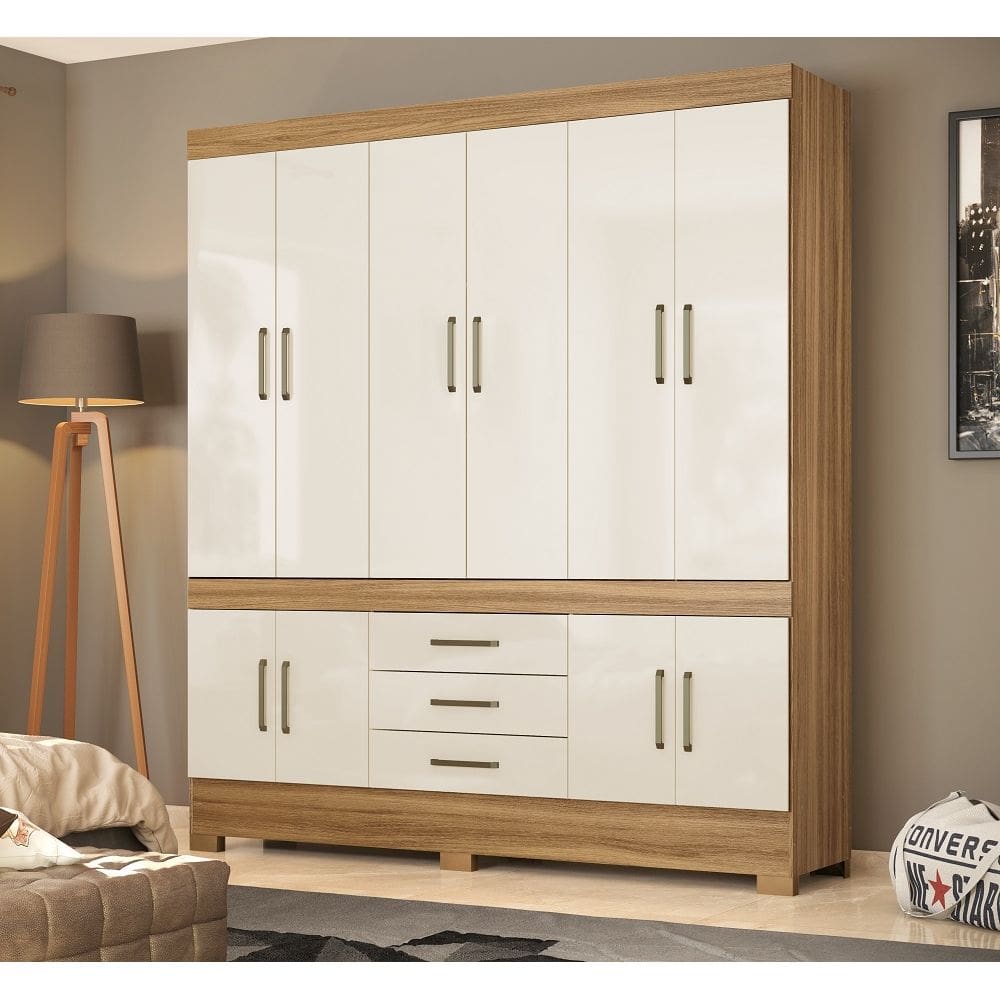 Guarda Roupa New Murano Casal 10 Portas - Amêndola Touch/ Off White Demóbile