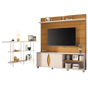 Estante Home Theater Luxor Cinamomo Off White e Aparador Infinity Off White- HB Móveis