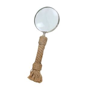 Lupa de Aumento Decorativa Prata com Cabo de Juta 29cm 15544-PL