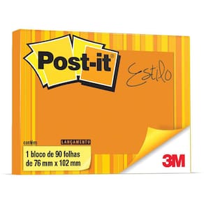 Bloco De Recado Post-It 76X102Mm Laranja Neon 90Fls.