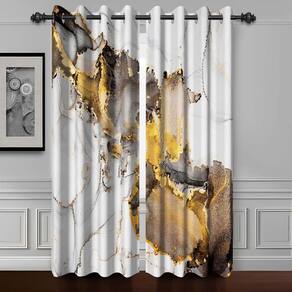 Cortinas de janela Baocicco Branco Cinza Dourado Mármore 42x240cm 2 painéis