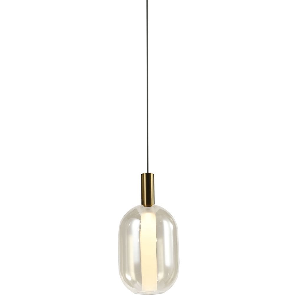 PENDENTE SPIA DOURADO E VIDRO TRANSPARENTE Ø13x26CM