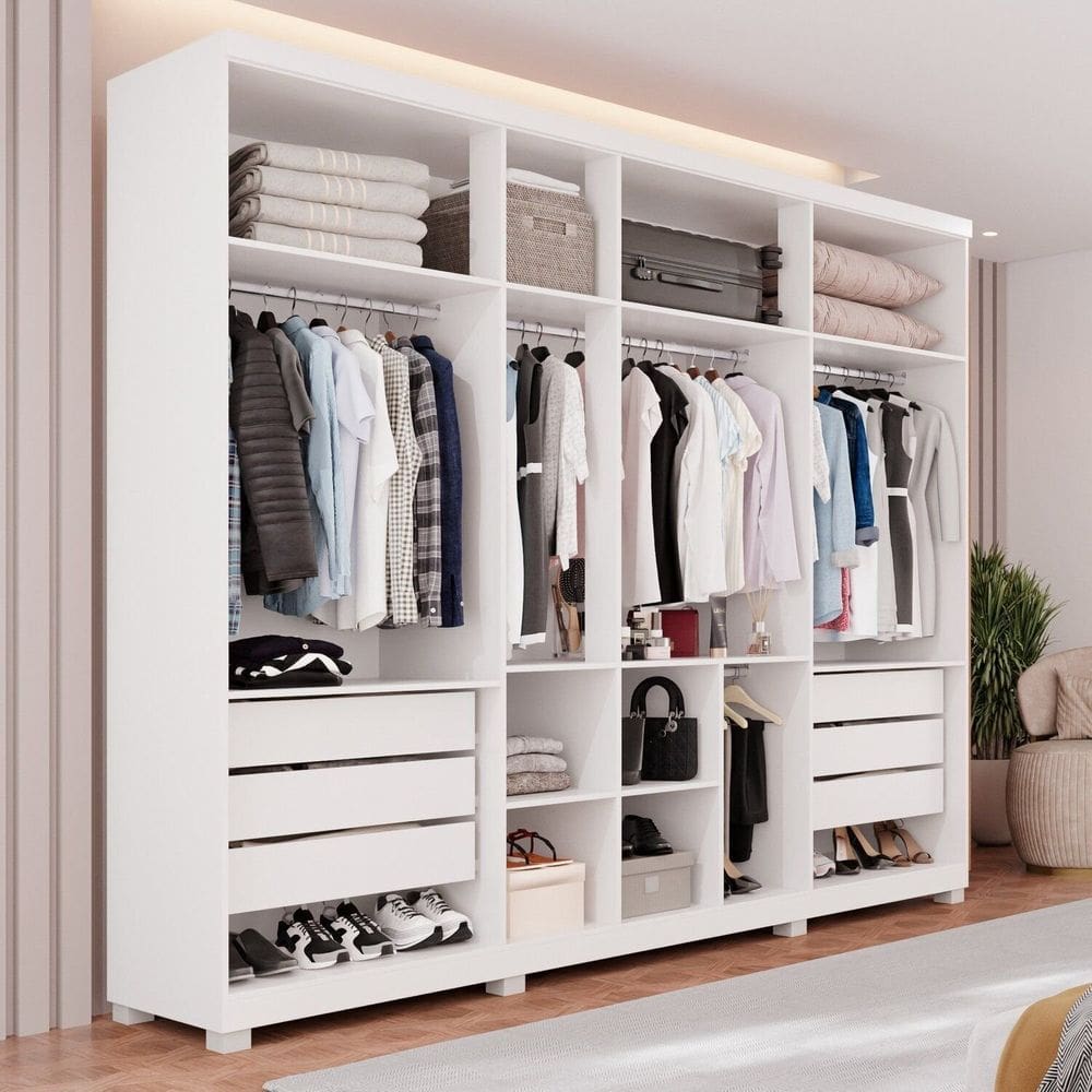 Guarda-roupas Closet 6 Gavetas com Pés Flórida Branco