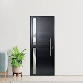 Porta de Aluminio Seteira 210x80cm Linha Premium Lux-esquadrias Preto