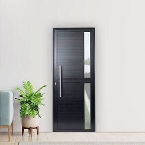 Porta de Aluminio Seteira 210x100cm Linha Premium Lux-esquadrias Preto