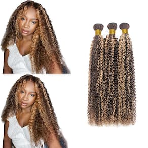 Pacotes de cabelo HuxoWax Kinky Curly Peruvian não processados 45-55cm