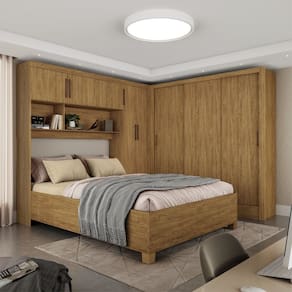 Guarda-Roupa Casal Modulado 5 Portas com Cama Santiago 3 Portas 5 Gavetas Cinamomo