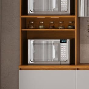Paneleiro 2 Portas 1 Gaveta Nicho para 2 Fornos 100% Mdf Lumina Itatiaia Cinamomo/Cinza