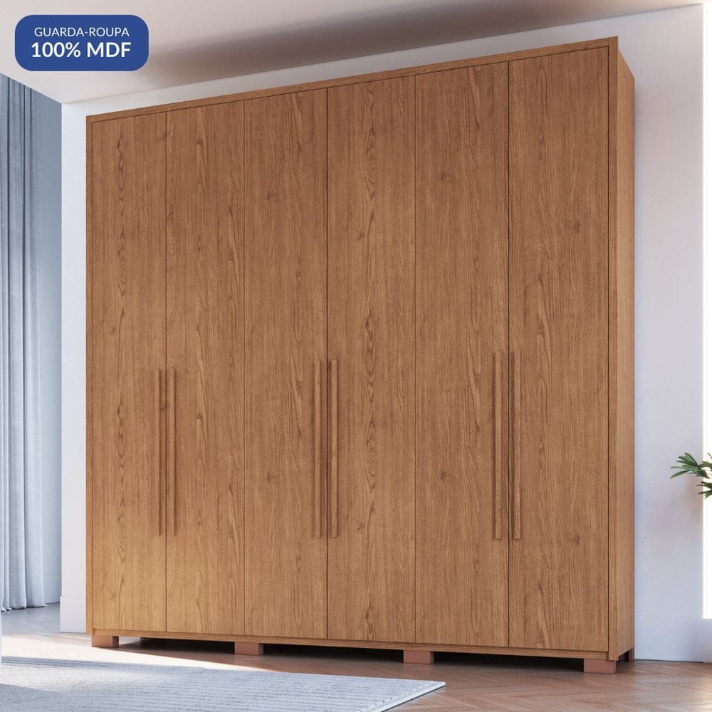 Guarda Roupa 6 Portas 3 Gavetas Safira Cedro