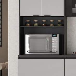 Paneleiro 3 Portas 1 Gaveta Nicho para Forno 100% Mdf Lumina Itatiaia Grafite/Cinza