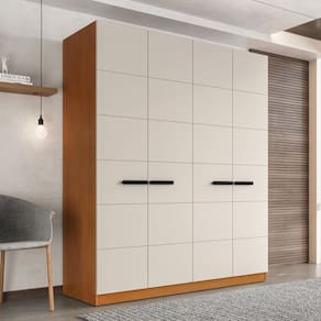 Guarda Roupa 4 Portas 4 Gavetas Lisboa Freijo/Creme