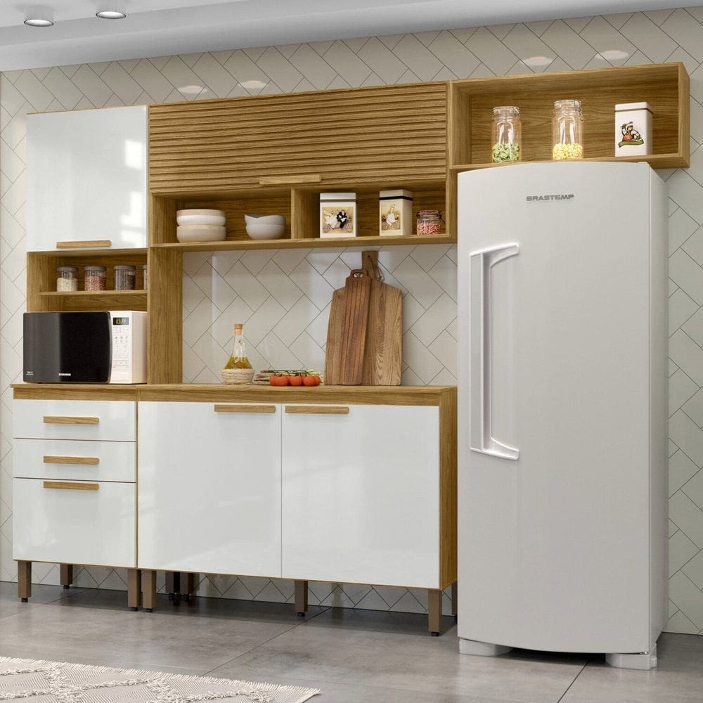 Cozinha Compacta 5 Portas 2 Gavetas Sara Marrocos/Off White
