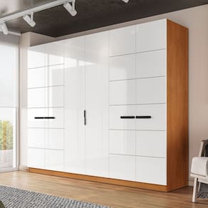 Guarda Roupa 6 Portas 4 Gavetas Lisboa Freijó/Branco