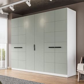 Guarda Roupa 6 Portas 4 Gavetas Lisboa Branco/Verde