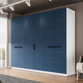 Guarda Roupa 6 Portas 4 Gavetas Lisboa Branco/Azul