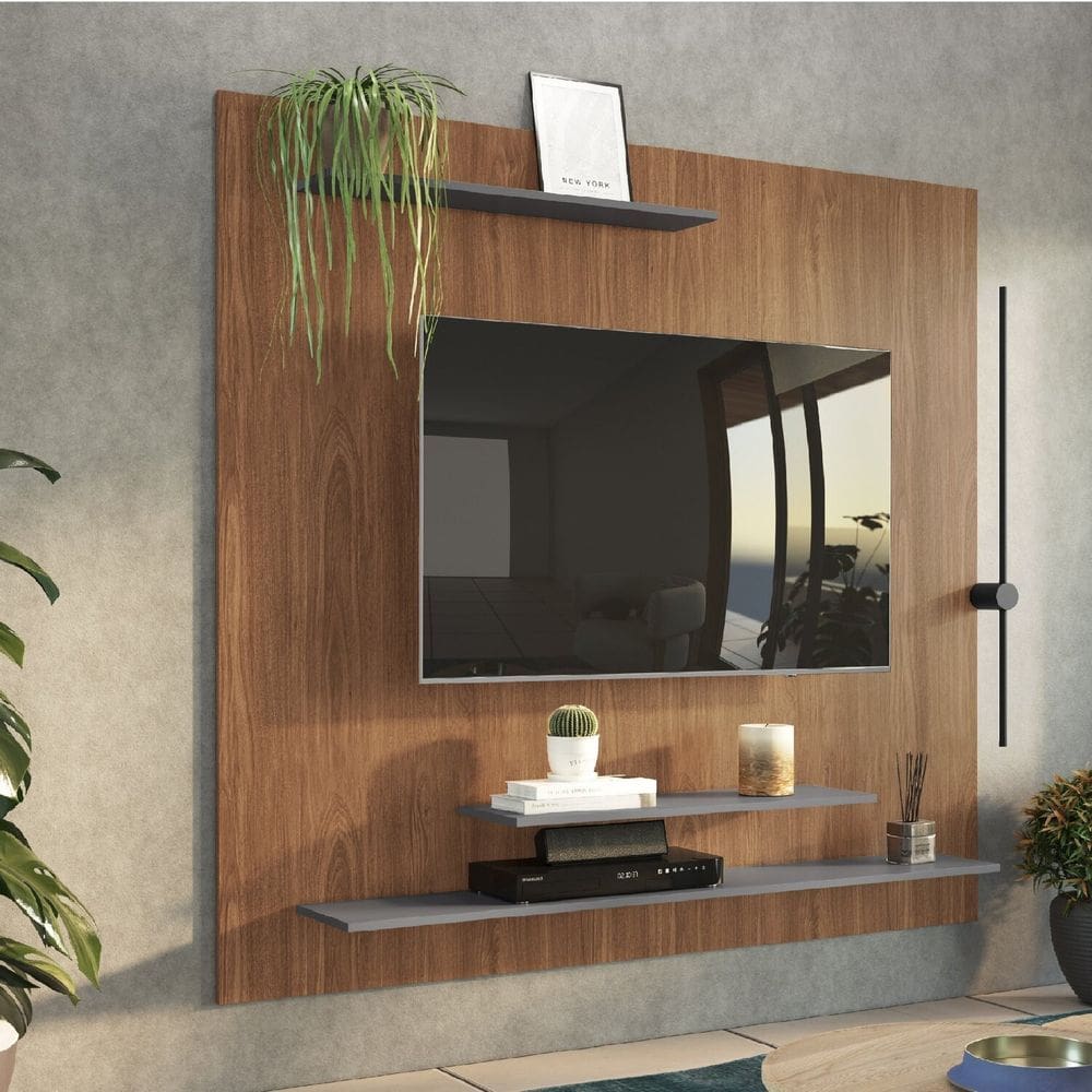 Painel 162cm X 161cm X 25,5cm Chicago Freijó/Cinza