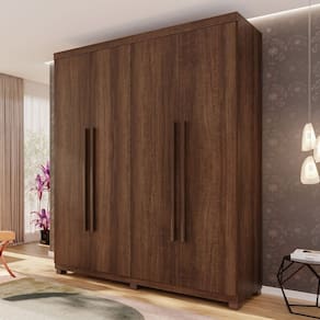 Guarda-roupa 4 Portas 3 Gavetas com Pés Fenix Espresso Móveis Imbuia