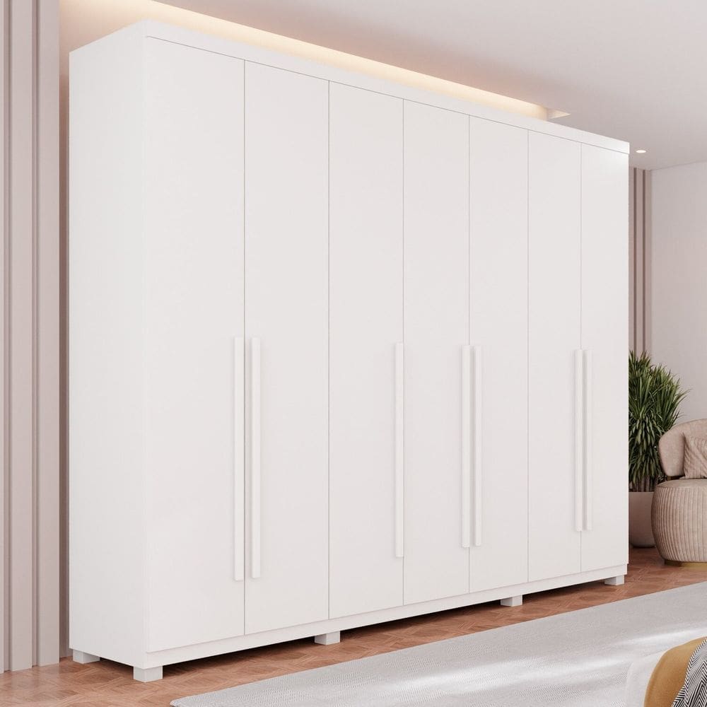 Guarda-roupas 7 Portas 6 Gavetas com Pés Flórida Branco