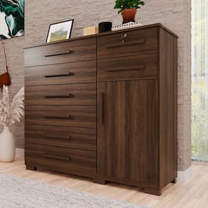 Cômoda para Quarto 1 Portas 8 Gavetas Ônix Expresso Móveis Imbuia