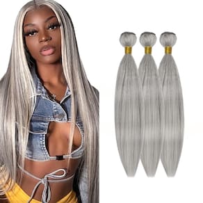 Pacotes de cabelo HuxoWax Highlight Silver Straight 30 cm 3 pacotes