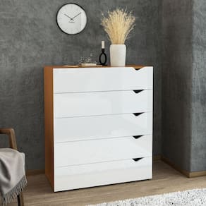 Cômoda 5 Gavetas 104,2cm X 90cm Porto Freijó/Branco