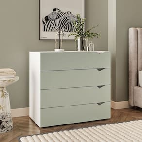 Cômoda 4 Gavetas 83,8cm X 90cm Porto Branco/Verde