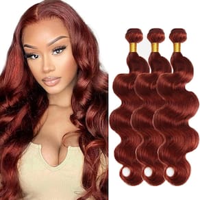 #33 Brazilian Virgin Body Wave Hair, vermelho cobre, 3 pacotes de 50-60 cm