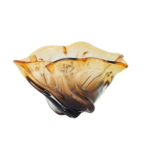 Centro de Mesa Decorativo em Vidro Âmbar 30cm 15576-PL