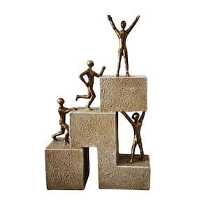 Escultura Decorativa em Resina Dourada 25cm 15560-PL
