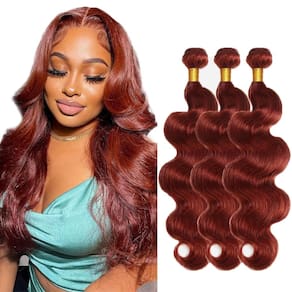 Extensões de cabelo ZevPiul Copper Red Body Wave 3 Bundles 45-55cm