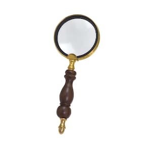 Lupa de Aumento Decorativa Dourado com Cabo de Madeira 20cm 15545-PL