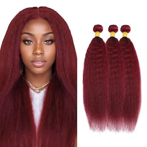 Extensões de cabelo Vinmdonm Burgundy Yaki Straight 99J 8A 45-55cm