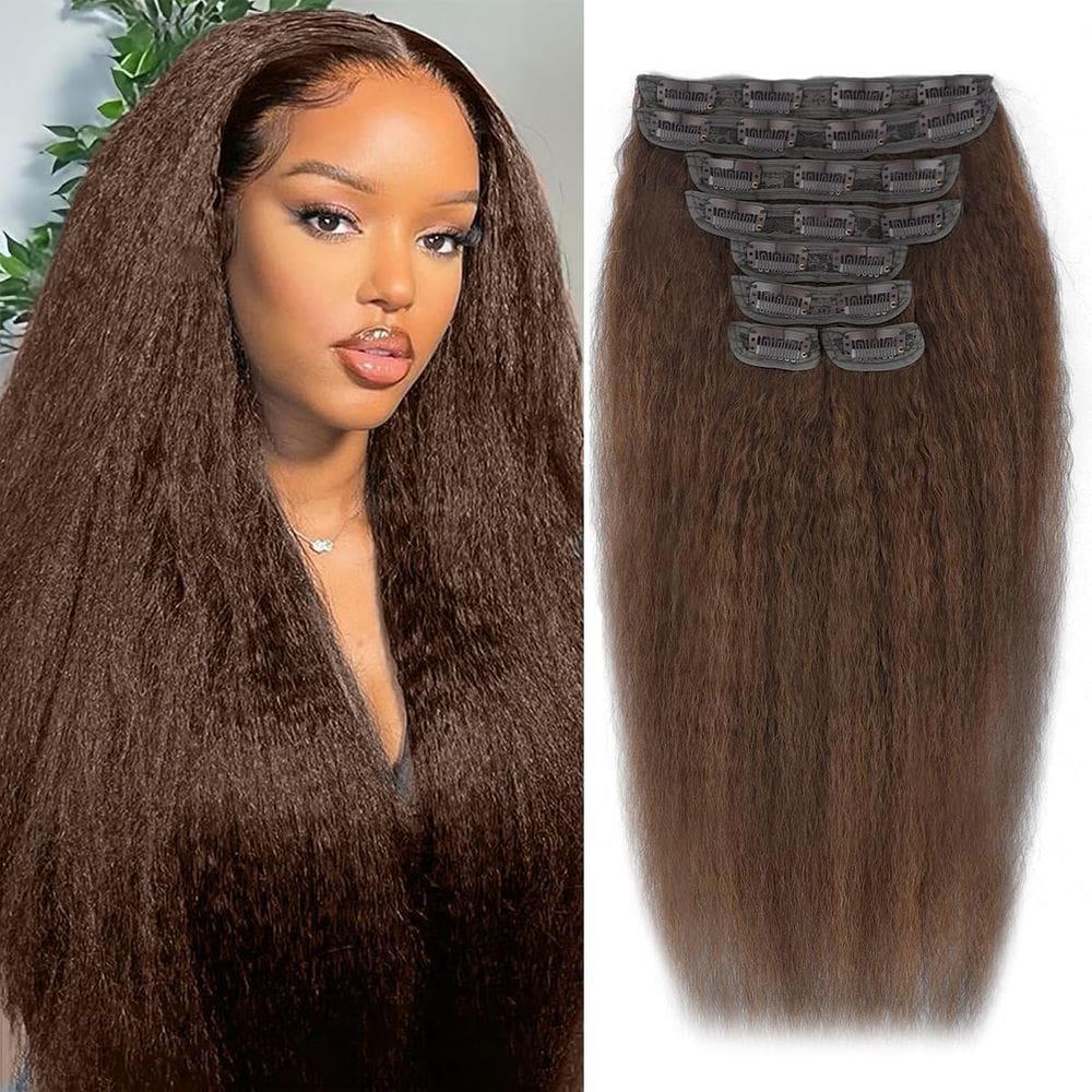 Extensões de cabelo SHUQISH Kinky Straight 45 cm 100g 8 unidades