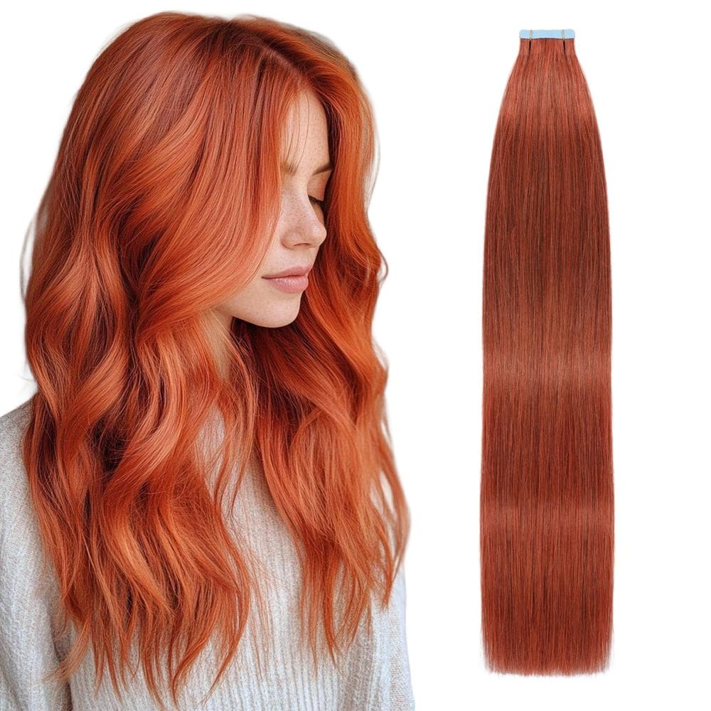 Fita adesiva em extensões de cabelo Lveyan 18 cm, cobre, vermelho, 20 unidades, 50 g